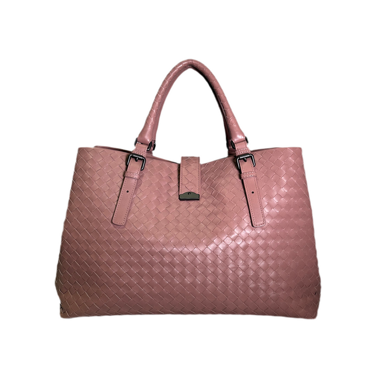 Bottega Veneta Tasche Roma Groß Leder Intrecciato Flieder Hardware Eloxiert