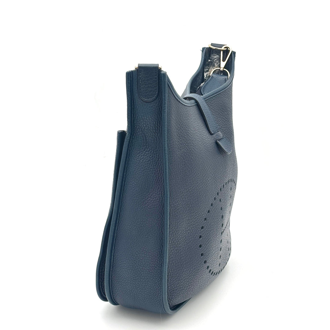 Hermes Evelyne 33 Clemence Leder Blue Nuit Hardware Gold