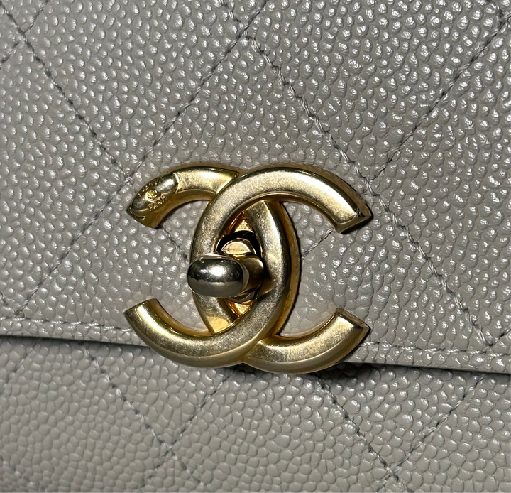 Chanel Tasche Caviar Leder Grau Hardware Eisgold