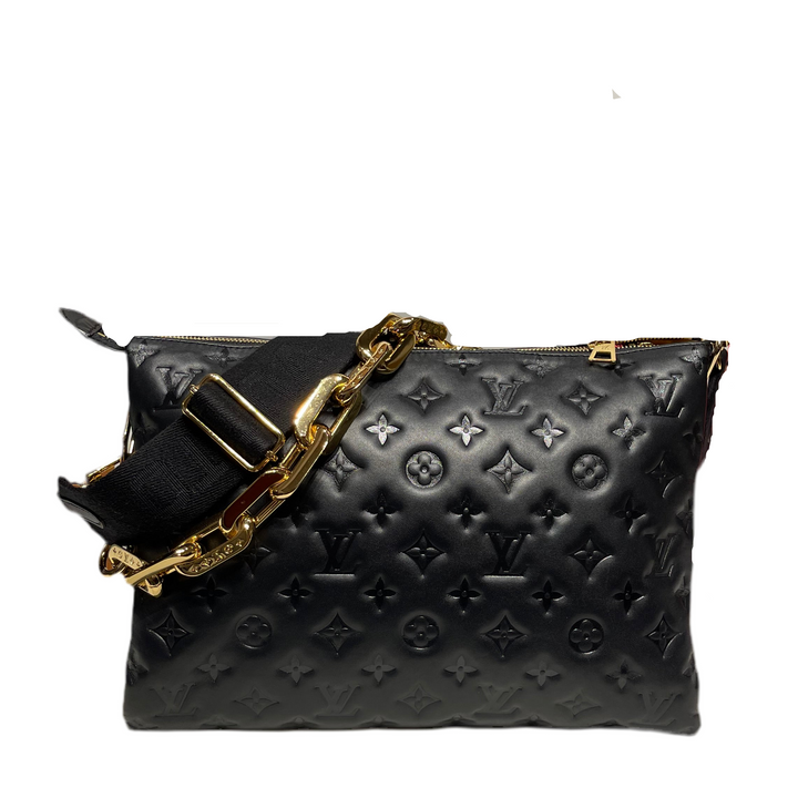 Louis Vuitton Tasche Coussin MM schwarz Leder Lamm Monogram Gold