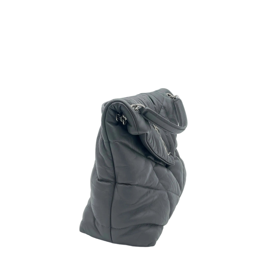 Yves Saint Laurent Tasche Loulou Puffer Medium Leder grau HW silber matt
