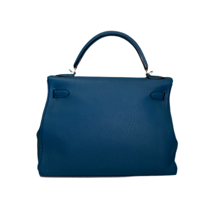 Hermes Kelly 32 Retourne Togo Leder Cobalt  Palladium