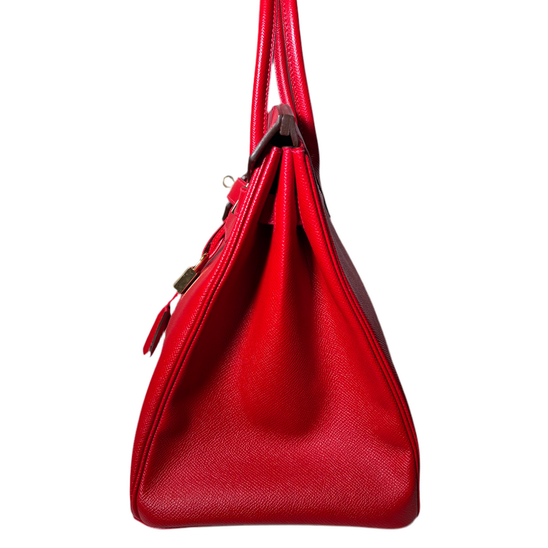 Hermes Birkin 35 Epsom Leder Rouge Casaque Hardware Gold