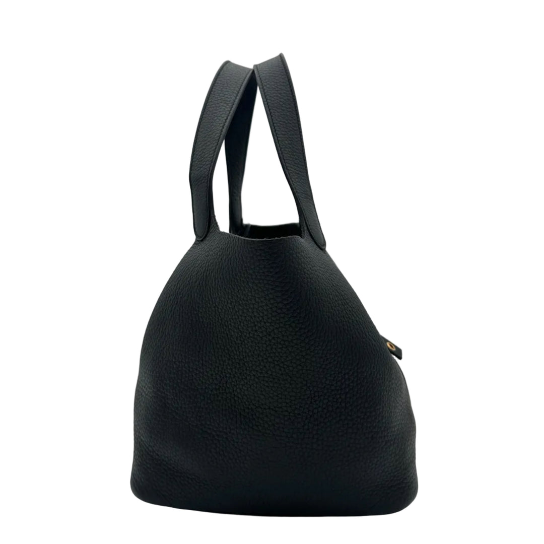 Hermes Picotin 22 Clemence Leder Schwarz Hardware Gold