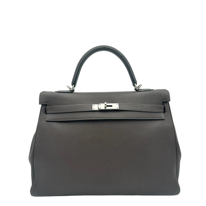 Hermes Kelly 35 Leder Clemence Retourne Cacao Hardware  Palladium