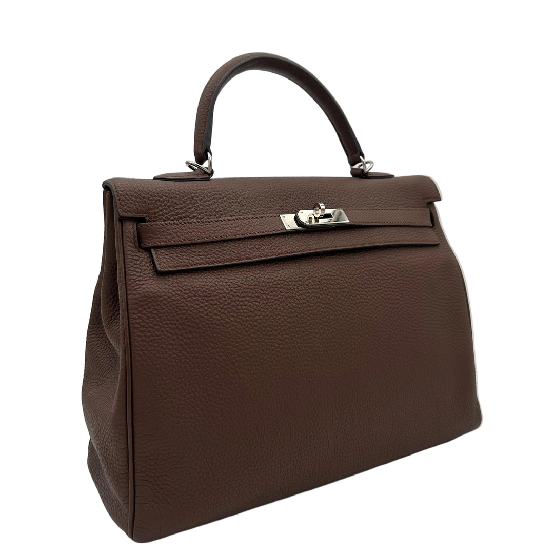 Hermes Kelly 35 Retourne Brullee Togo Palladium