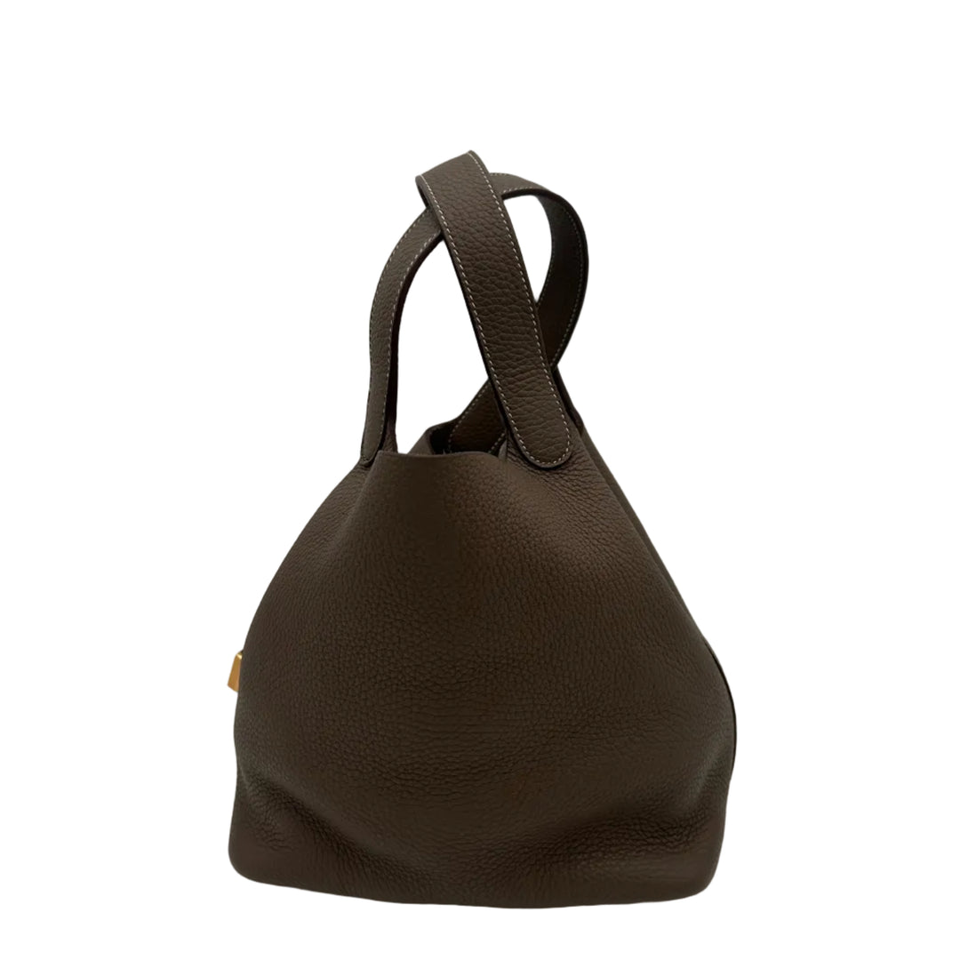 Hermes Tasche Picotin Lock 22 Clemence Leder Etoupe Hardware Gold