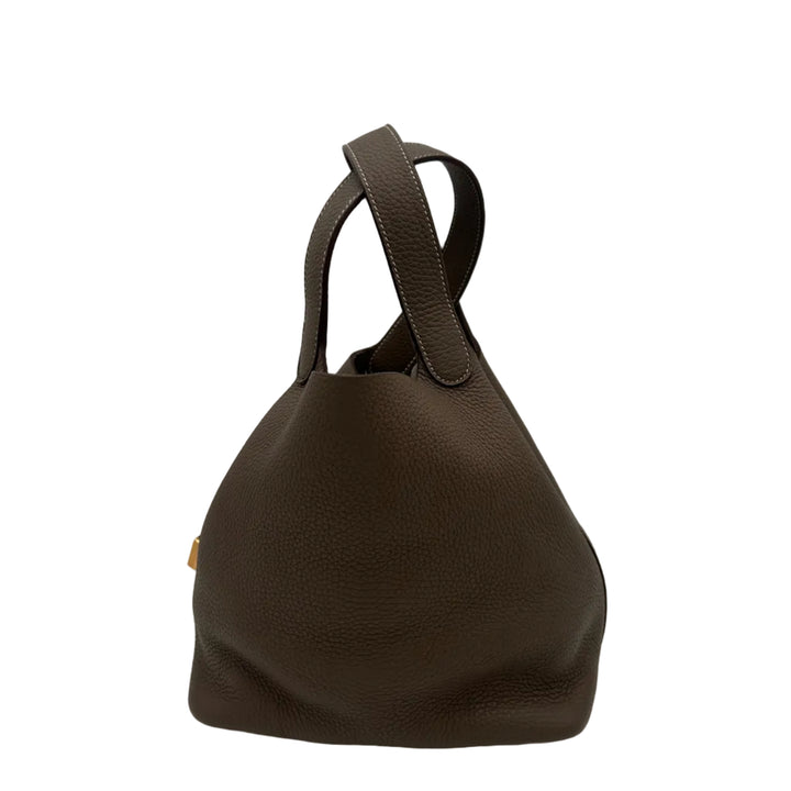 Hermes Tasche Picotin Lock 22 Clemence Leder Etoupe Hardware Gold