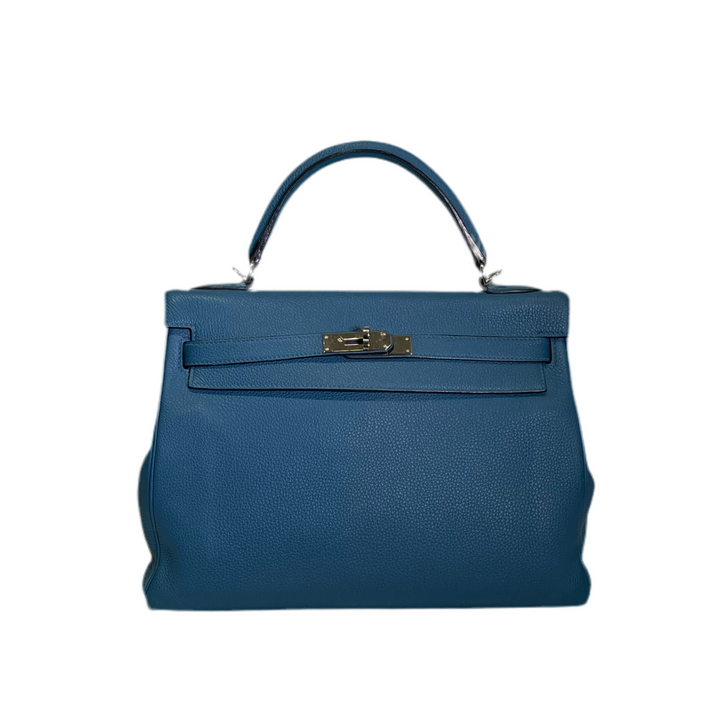 Hermes Kelly 32 Retourne Togo Leder Cobalt  Palladium