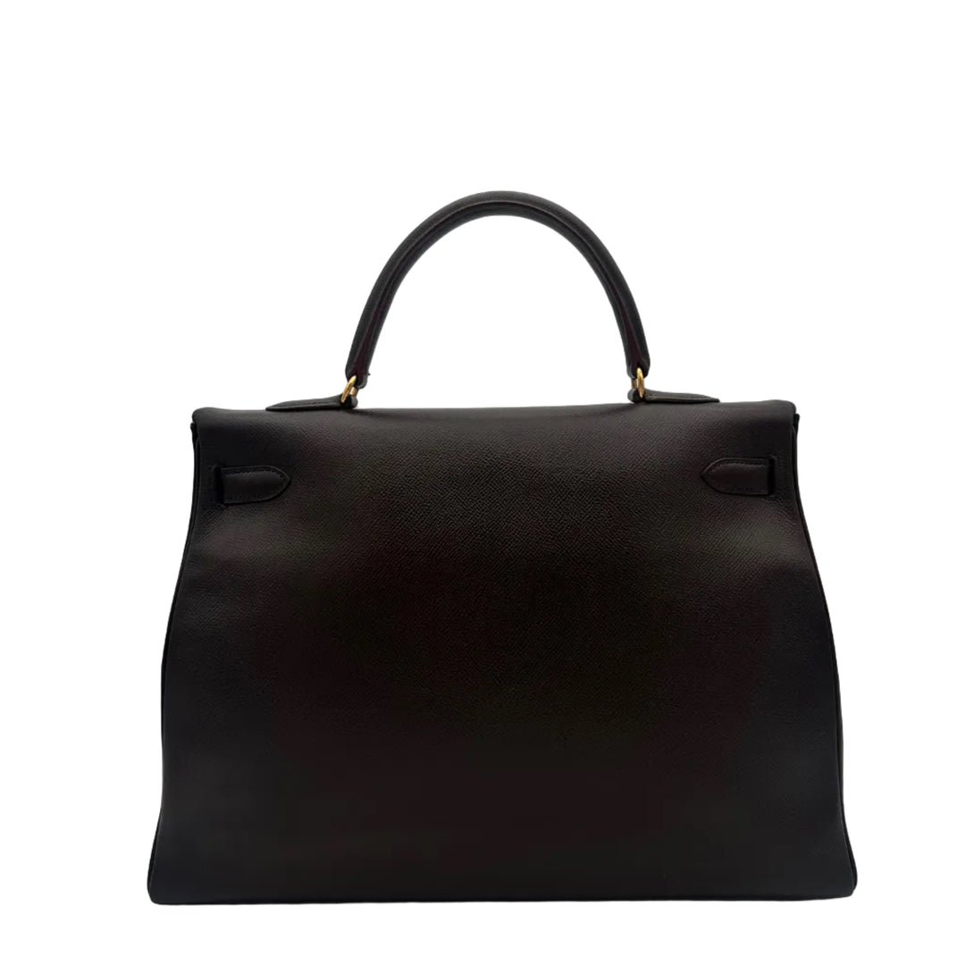 Hermes Kelly 35 Retourne Epsom Leder Braun Hardware Gold