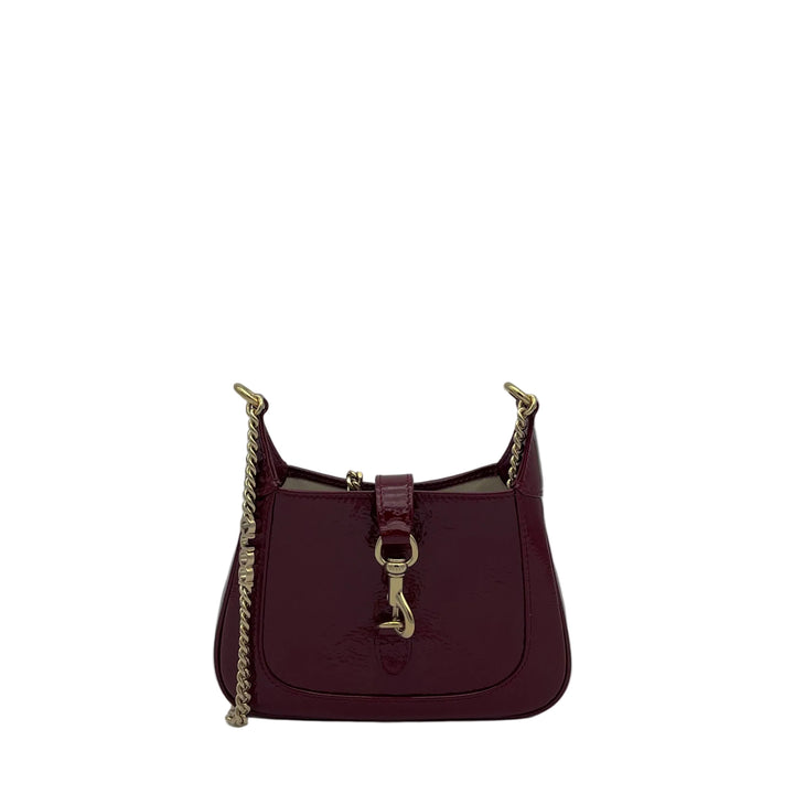 Gucci Tasche Jackie O Notte mini Crossbody Lack Rosso Ancora Eisgold Kette