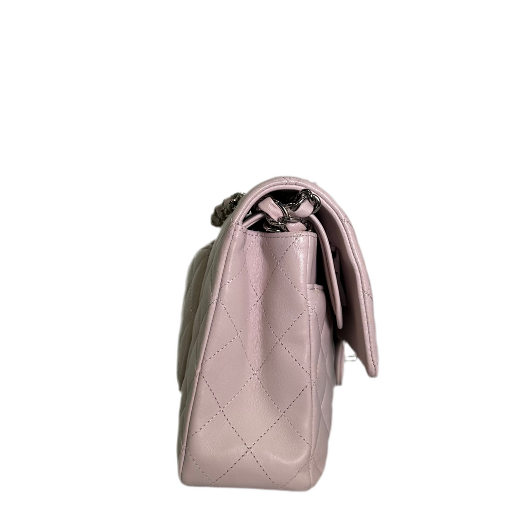 Chanel Tasche Timeless Medium 11.12 Nappaleder Zartrosa Gesteppt Hardware Silber