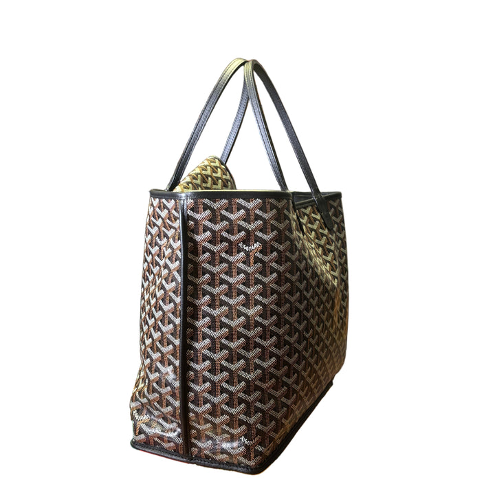 Goyard Tasche Anjou Reversible PM / Pochette Canvas Schwarz Braun Creme Honore Paris / Leder Schwarz