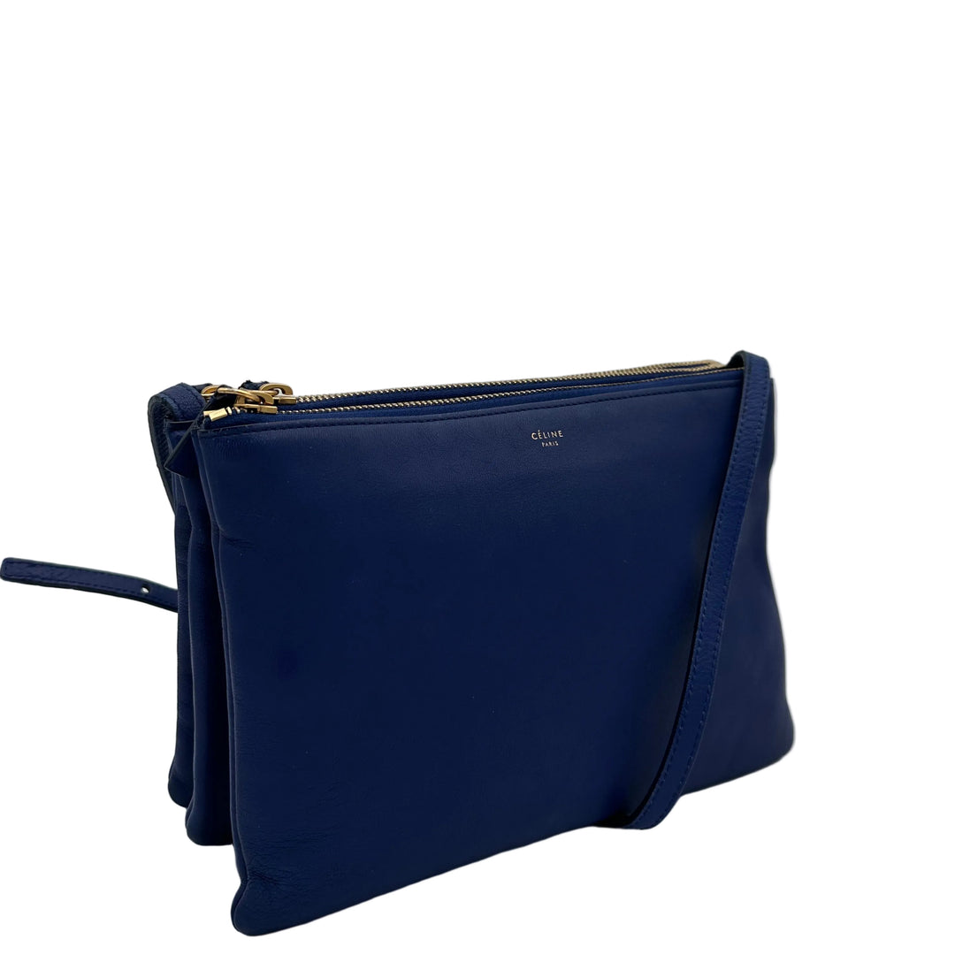 Celine Tasche Trio Leder Royal Blau Hardware Gold