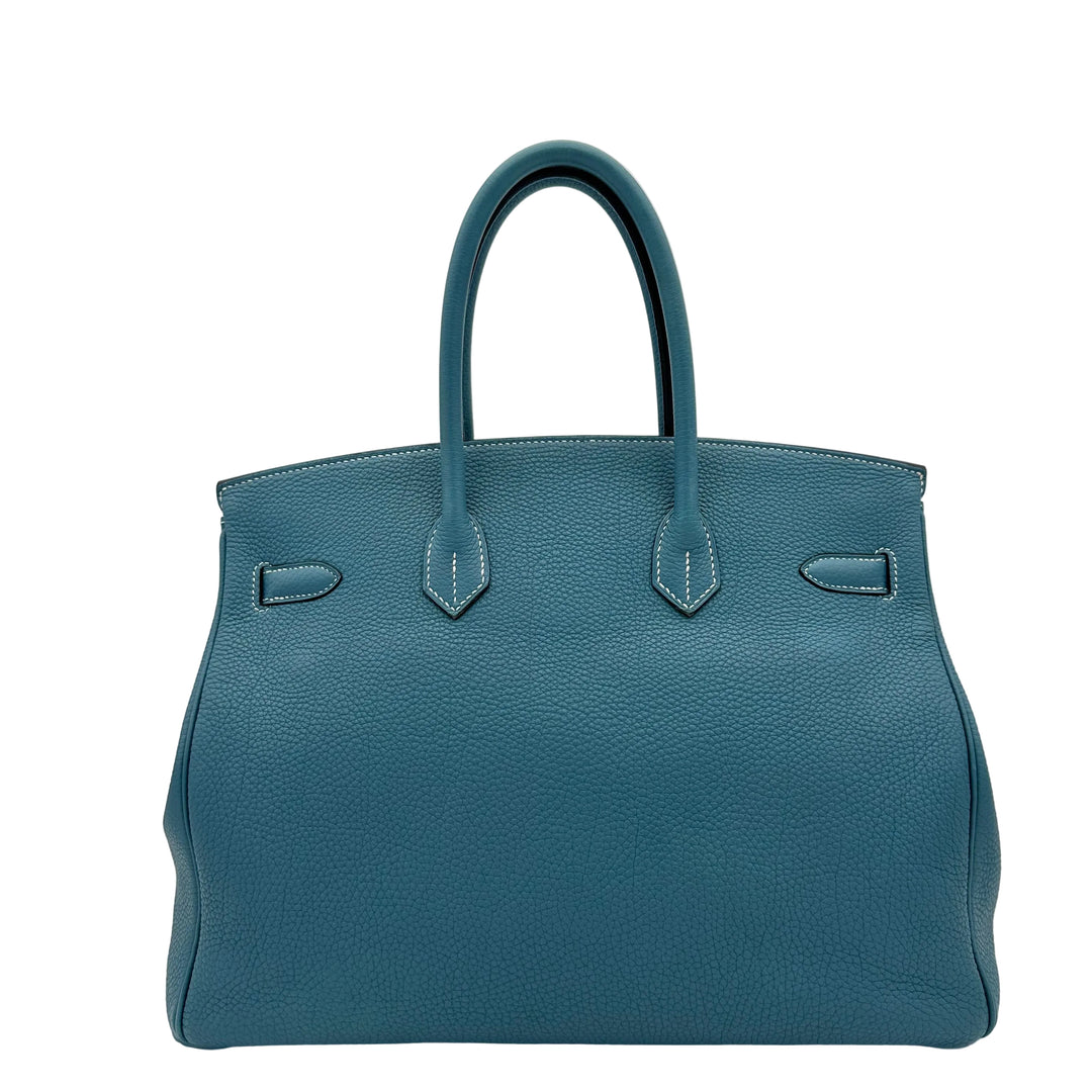 Hermes Birkin 35 Blue Jeans Togo Leder Hardware Brass Palladium