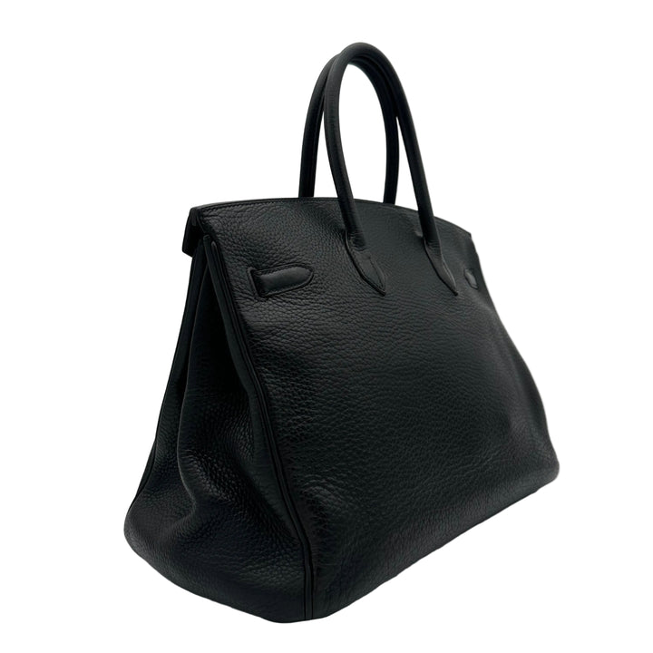 Hermes Bikin 35 Retourne Clemence Leder Schwarz Hardware Palladium