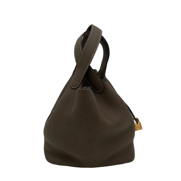 Hermes Tasche Picotin Lock 22 Clemence Leder Etoupe Hardware Gold