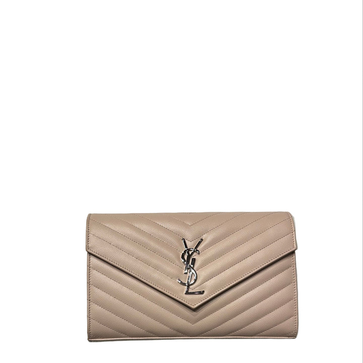 Saint Laurent Tasche Wallet on Chain Leder Rosa Hardware Silber