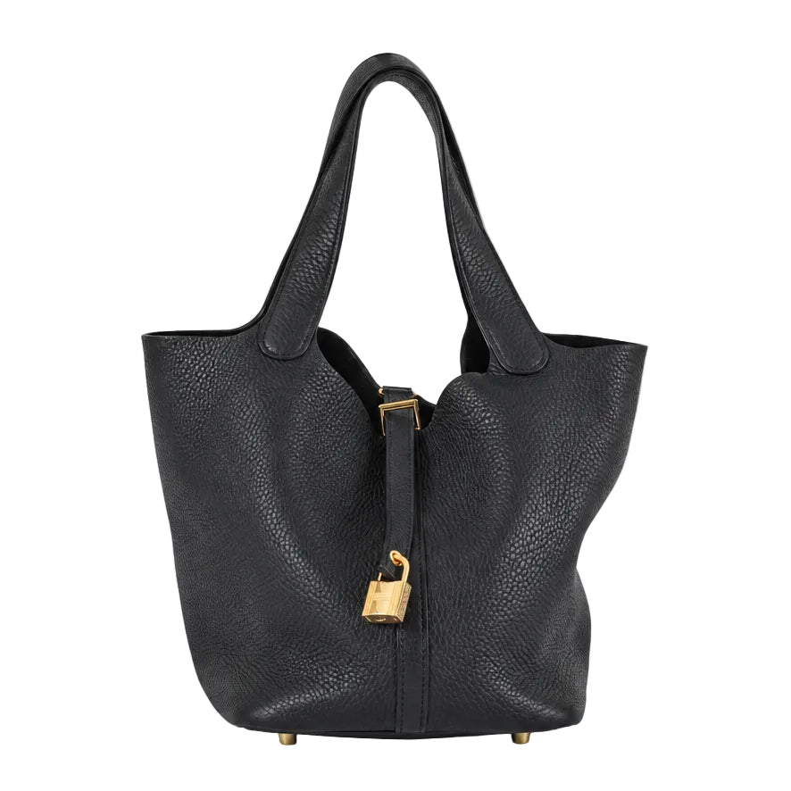 Hermes Picotin 22 Clemence Leder Schwarz Hardware Gold