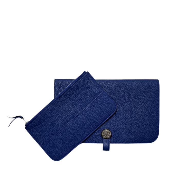 Hermes Geldbörse Dogon Portefeuille Togo Leder Bleu Electrique Hardwarw Palladium
