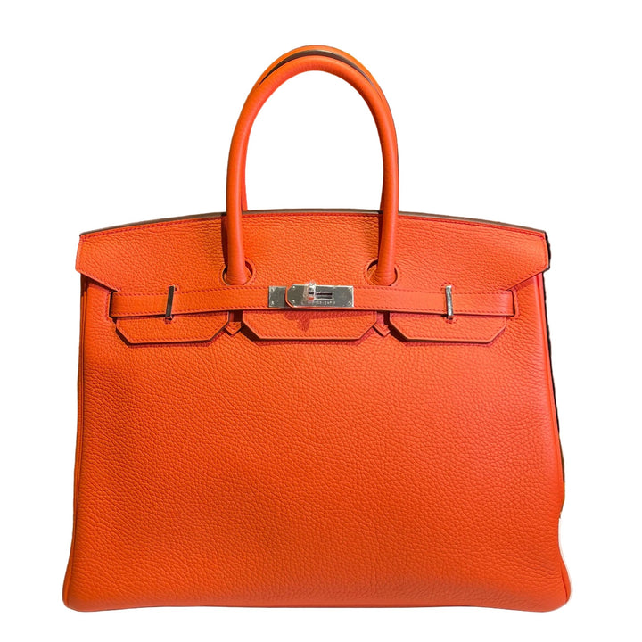 Hermes Birkin 35 Orange PoppyClemence Palladium
