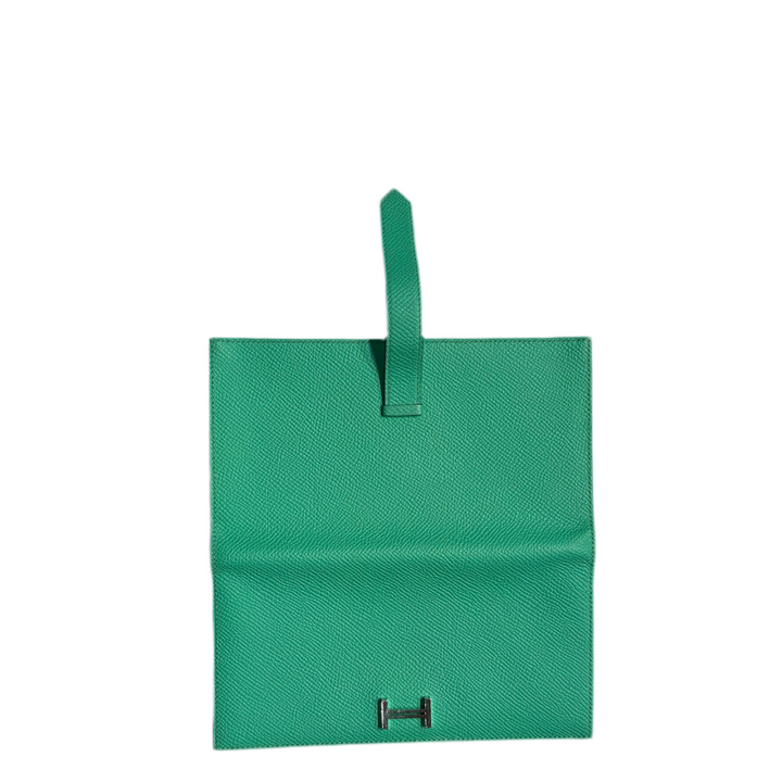 Hermes Geldbörse Bearn Soufflet Epsom Palladium Verso Vert Comics Vert Frizz