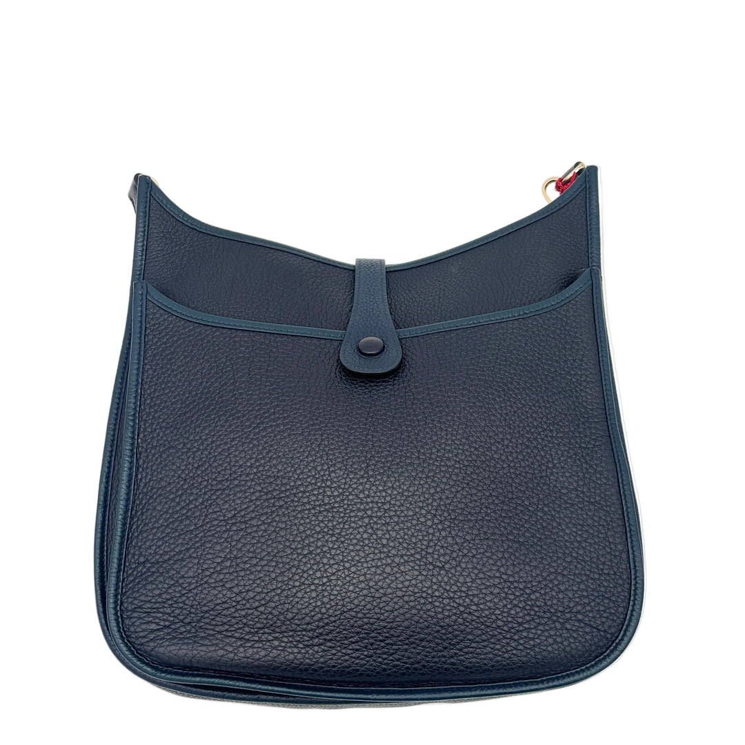 Hermes Evelyne 33 Clemence Leder Blue Nuit Hardware Gold
