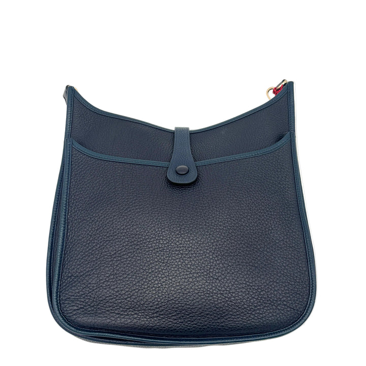 Hermes Evelyne 33 Clemence Leder Blue Nuit Hardware Gold