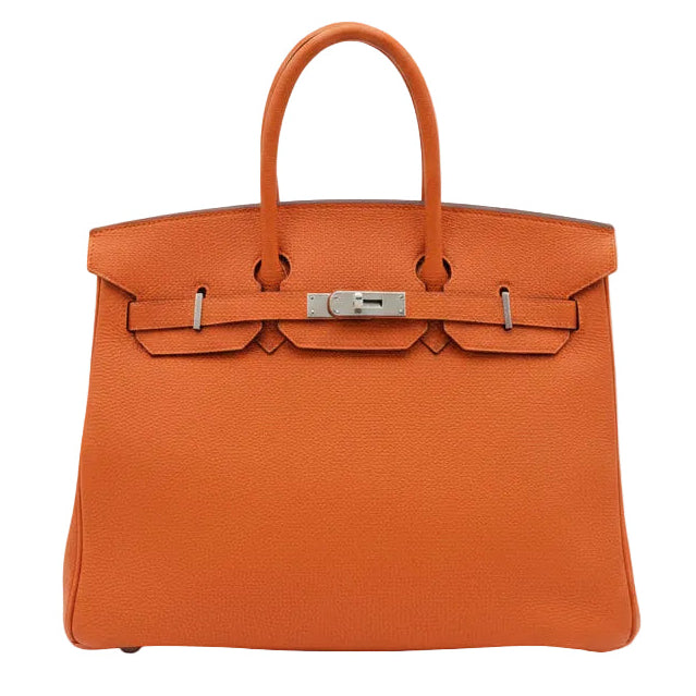 Hermes Birkin 35 Leder Togo Orange Innen Pink Hardware Palladium