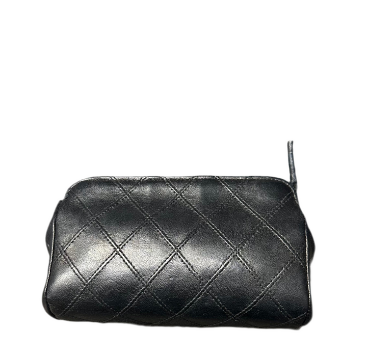 Chanel Geldbörse Lammnappa Leder schwarz gesteppt CC Logo Hardware Gold