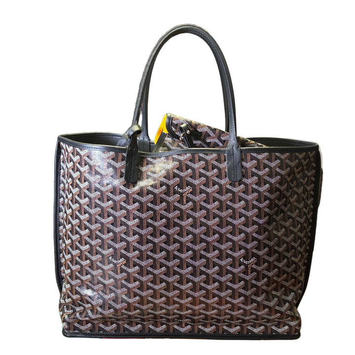 Goyard Tasche Anjou Reversible PM / Pochette Canvas Schwarz Braun Creme Honore Paris / Leder Schwarz