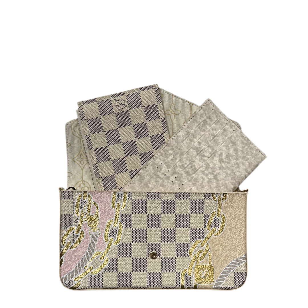 Louis Vuitton Pochette Felicie Damier Azur Limited Edition Rosa Gold Hardware Gold