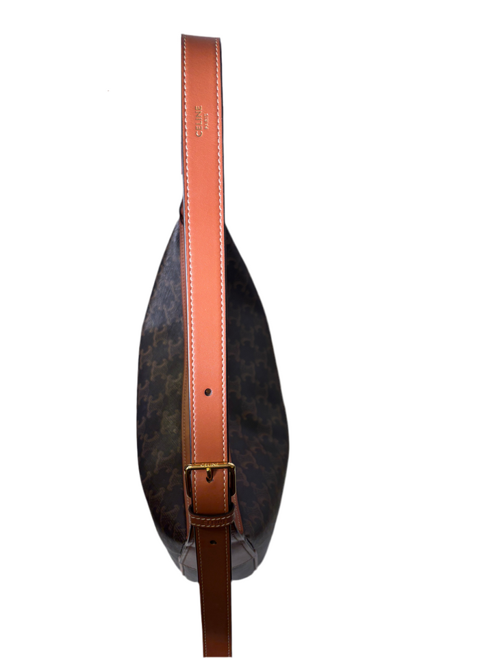 Celine Hobo Tasche Heloise Medium Triomphe Canvas Monogram Braun mit Leder