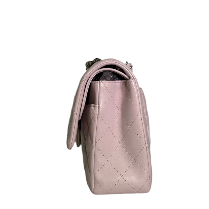 Chanel Tasche Timeless Medium 11.12 Nappaleder Zartrosa Gesteppt Hardware Silber