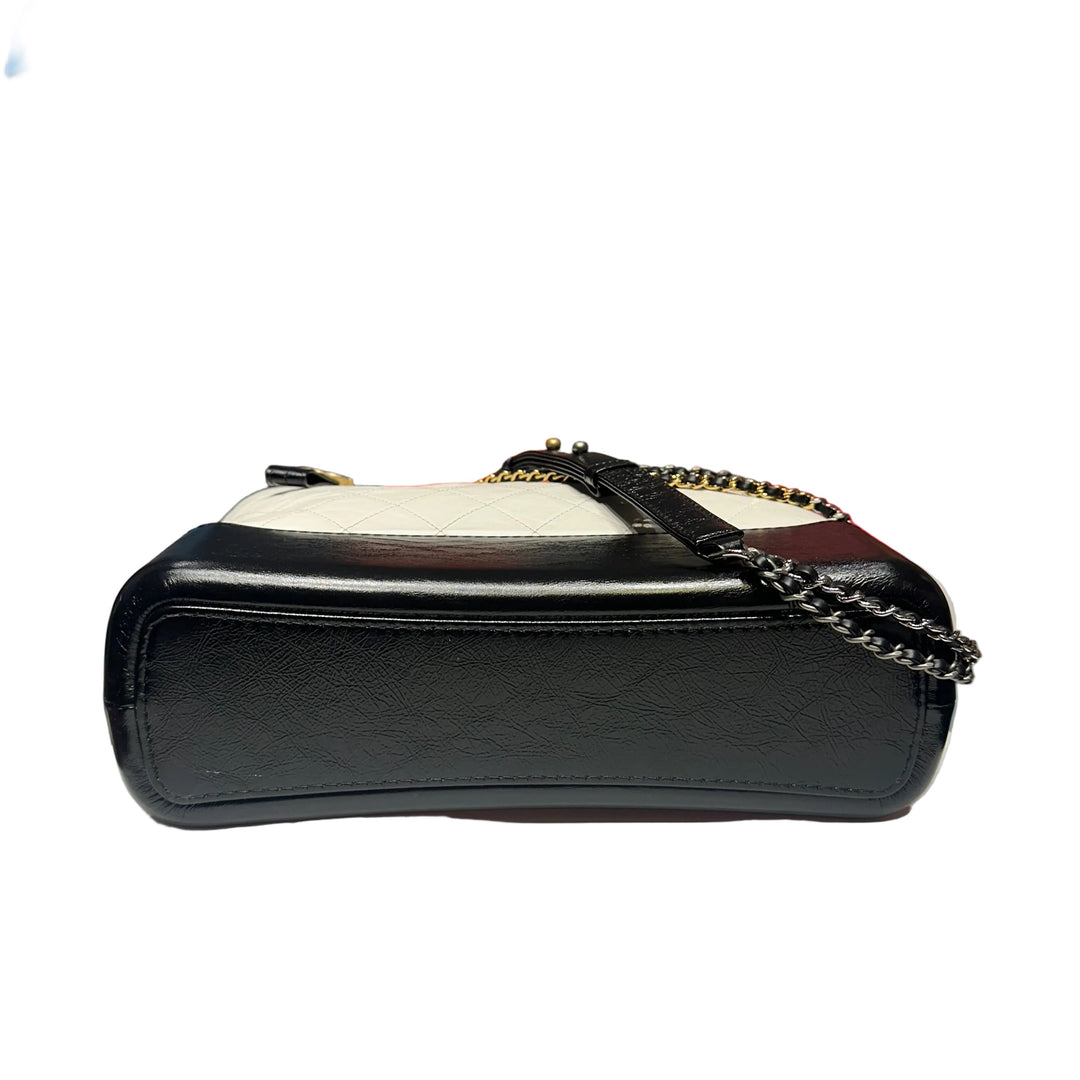 Chanel Tasche Gabrielle Large Vintage Leder Weiß Schwarz