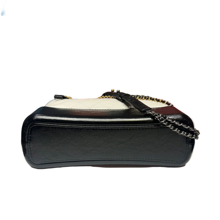 Chanel Tasche Gabrielle Large Vintage Leder Weiß Schwarz