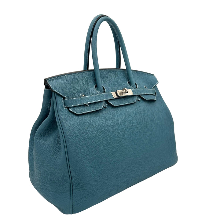Hermes Birkin 35 Blue Jeans Togo Leder Hardware Brass Palladium