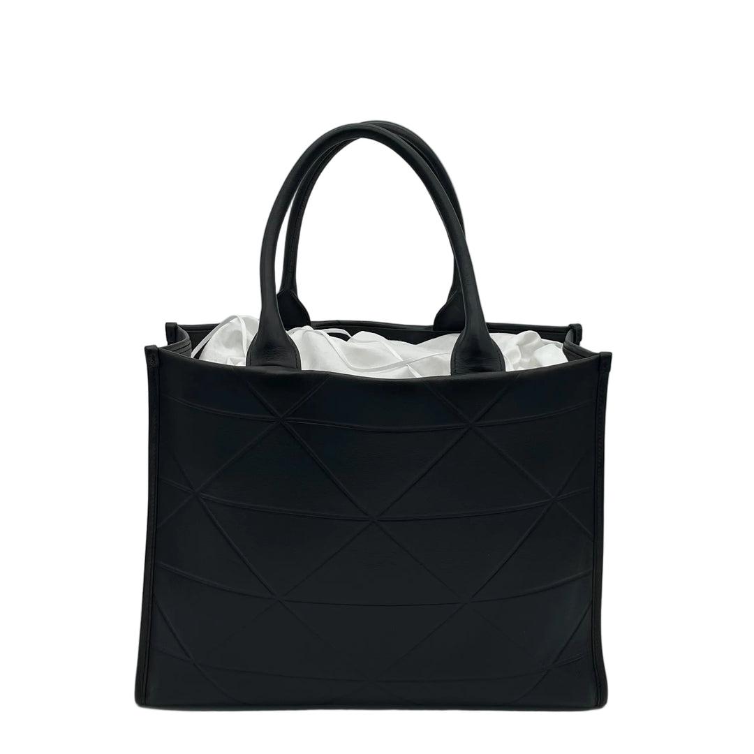 Prada Shopper Symbole Tote Bag Large Leder Schwarz Logo Gold