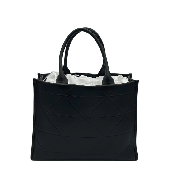 Prada Shopper Symbole Tote Bag Large Leder Schwarz Logo Gold