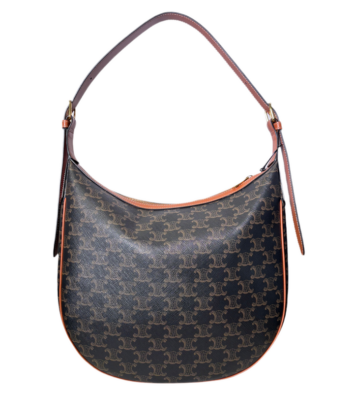 Celine Hobo Tasche Heloise Medium Triomphe Canvas Monogram Braun mit Leder