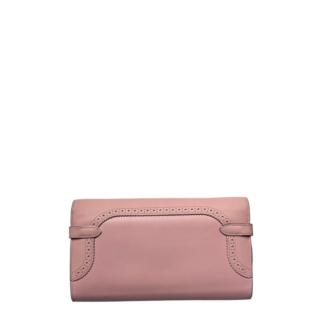 Hermes Pochette Kelly Classique Ghillies Swift Leder Rose Sakura Hardware Palladium