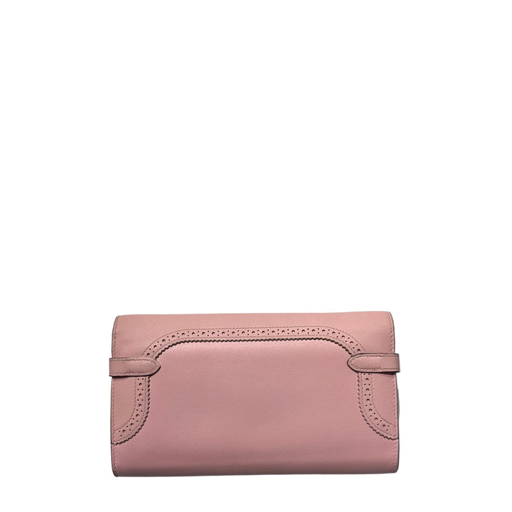 Hermes Pochette Kelly Classique Ghillies Swift Leder Rose Sakura Hardware Palladium