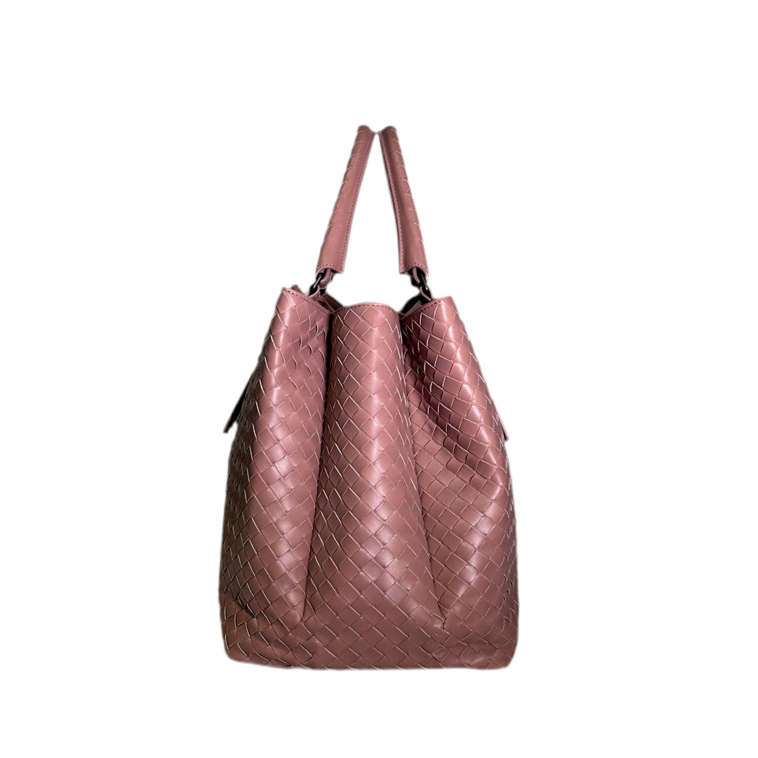 Bottega Veneta Tasche Roma Groß Leder Intrecciato Flieder Hardware Eloxiert