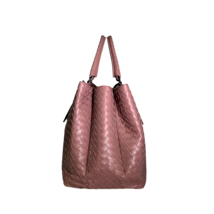 Bottega Veneta Tasche Roma Groß Leder Intrecciato Flieder Hardware Eloxiert