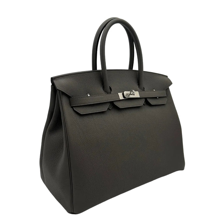Hermes Birkin 35 Togo Leder Gris Etain Hardware Palladium