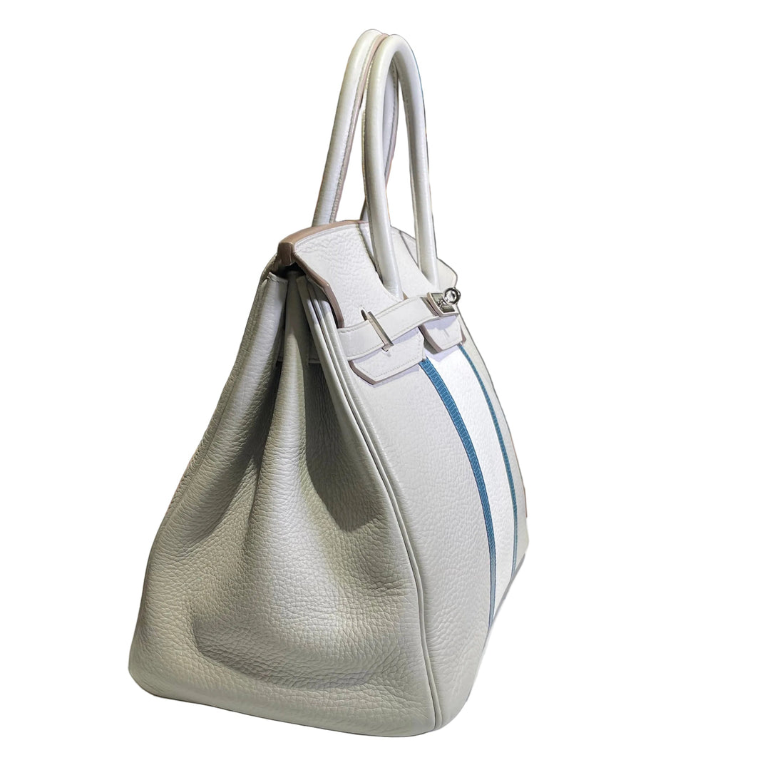 Hermes Birkin Club Birkin 35 Leder
Clemence/ Lizard Gris Perle Blanc
Mykonos HW Palladium O = 2011