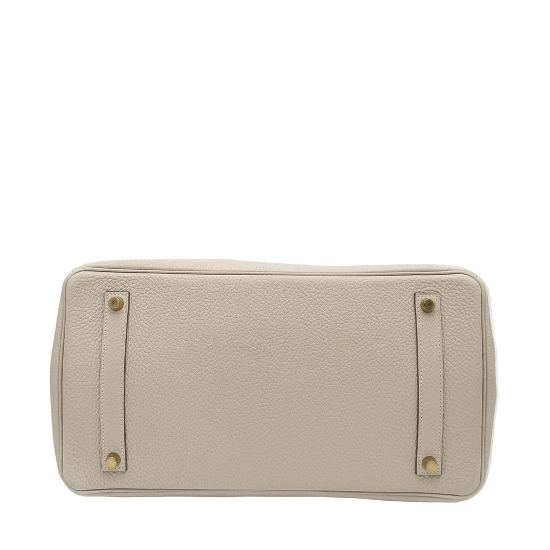 Hermes Birkin 35 Clemence Leder Craie Hardware Gold
