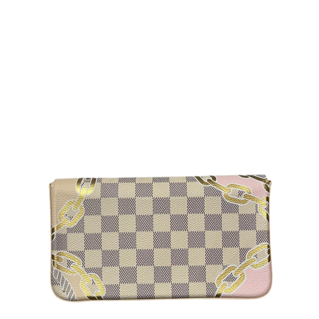 Louis Vuitton Pochette Felicie Damier Azur Limited Edition Rosa Gold Hardware Gold