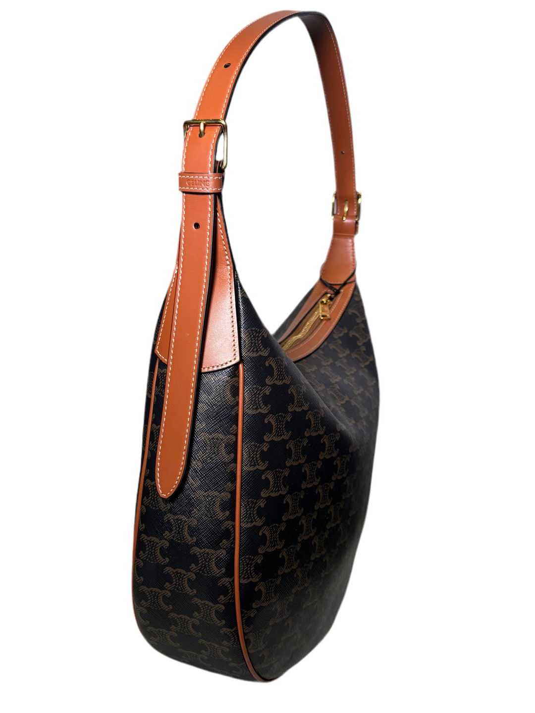 Celine Hobo Tasche Heloise Medium Triomphe Canvas Monogram Braun mit Leder