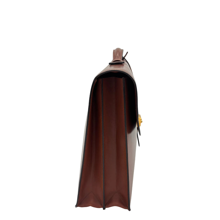 Hermes Aktentasche Sac A Depeche Leder Box Gold Hardware Gold